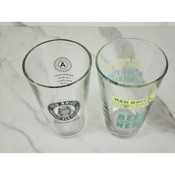 Red Brick Ale Blonde German Styler Lager Pint Beer Clear Glass 16oz Drinkware x2 - Picture 9 of 13